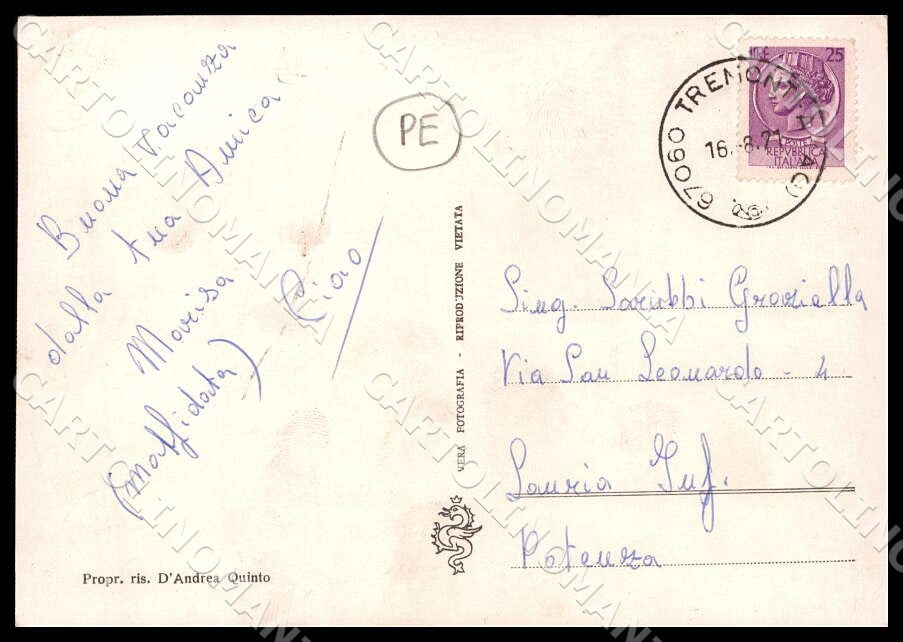 L'Aquila Tremonti Saluti da Auto PIEGHE FG Foto cartolina GM0742 – retro