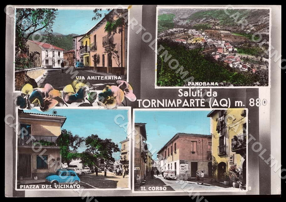 L'Aquila Tornimparte Via Amiternina Panorama PIEGHINE FG Foto cartolina GM0743 – fronte