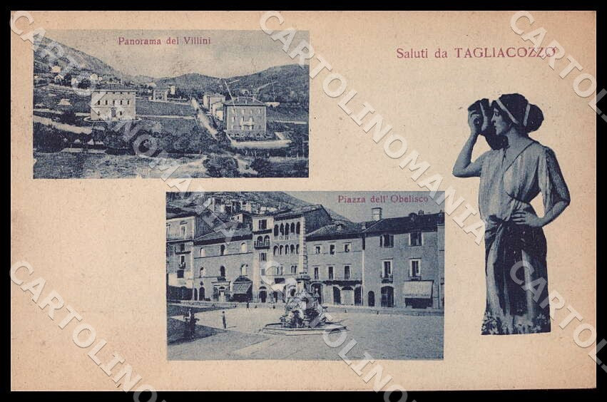 L'Aquila Tagliacozzo Panorama Villini Piazza Obelisco Saluti da cartolina GM0759 – fronte