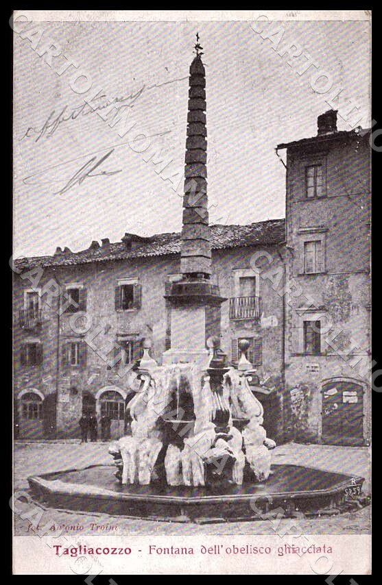 L'Aquila Tagliacozzo Fontana obelisco ghiacciata cartolina GM0760 – fronte