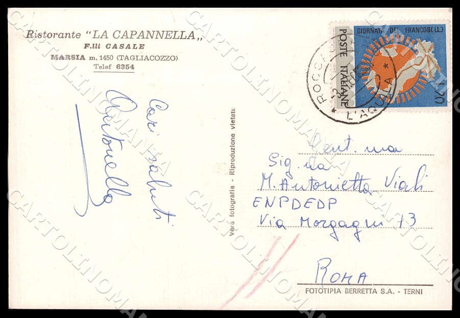 L'Aquila Tagliacozzo Ristorante Capannella Fratelli FG Foto cartolina GM0764 – retro