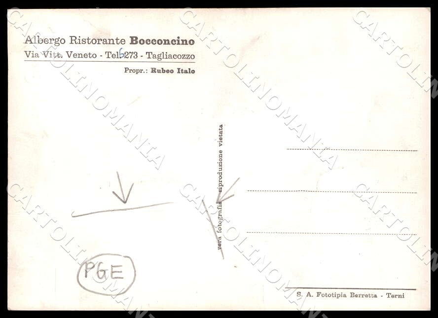 L'Aquila Tagliacozzo Albergo Ristorante PIEGHINE FG Foto cartolina GM0765 – retro