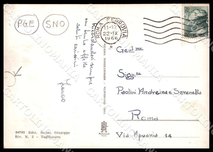 L'Aquila Tagliacozzo Panorama PIEGHINE STRAPPINO FG Foto cartolina GM0770 – retro