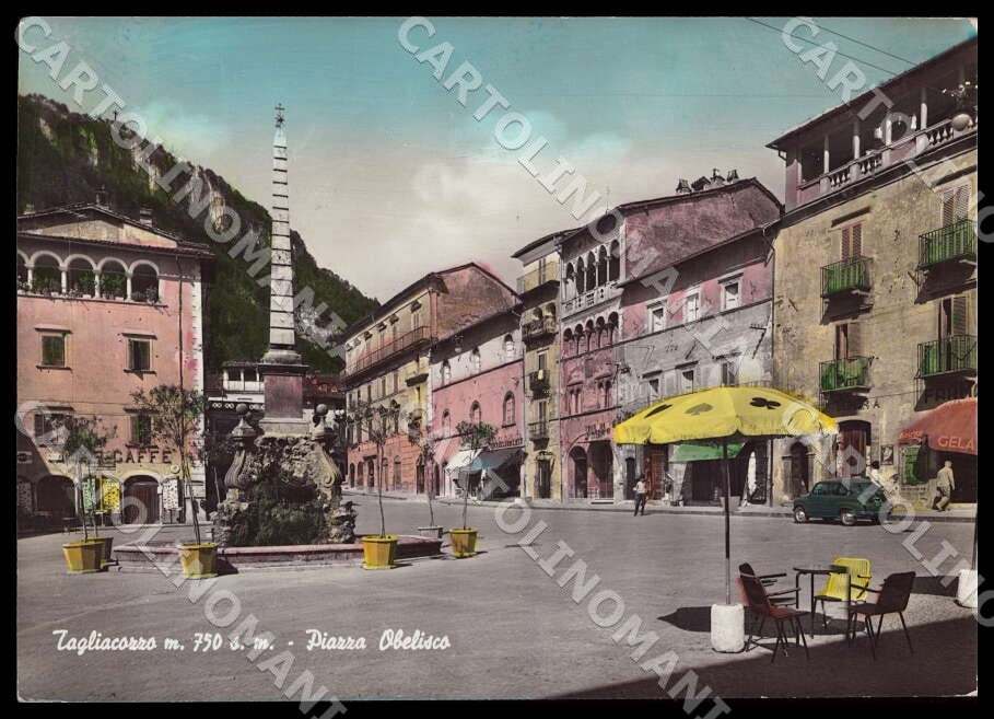 L'Aquila Tagliacozzo Piazza Obelisco Bar Auto FG Foto cartolina GM0780 – fronte
