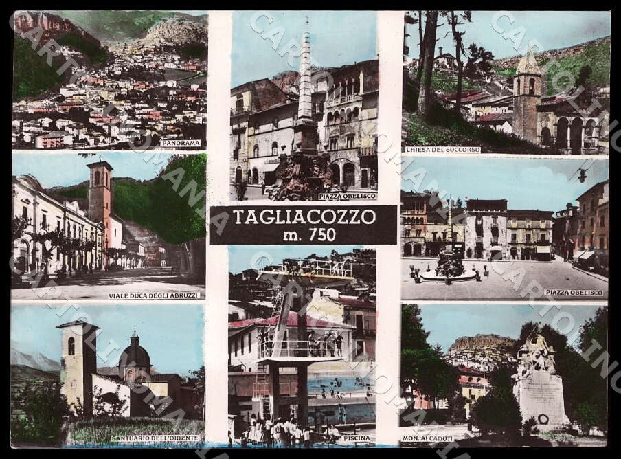 L'Aquila Tagliacozzo Panorama Piazza Obelisco Chiesa FG Foto cartolina GM0781 – fronte
