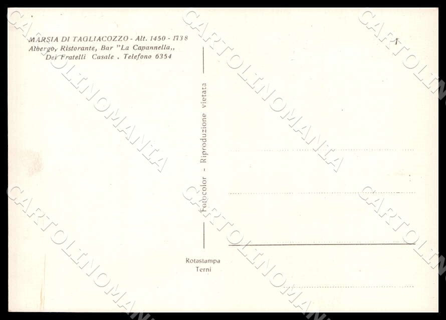 L'Aquila Tagliacozzo Capannella Albergo Ristorante Bar Auto FG cartolina GM0786 – retro
