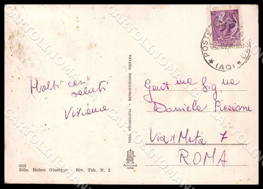 L'Aquila Tagliacozzo Saluti da Stazione Climatica FG cartolina GM0787 – retro