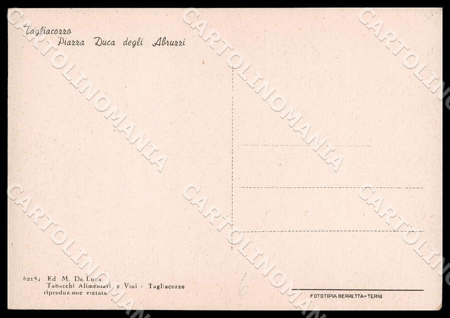 L'Aquila Tagliacozzo Piazza Duca Abruzzi Auto FG cartolina GM0792 – retro