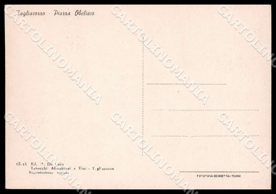 L'Aquila Tagliacozzo Piazza Obelisco FG cartolina GM0795 – retro