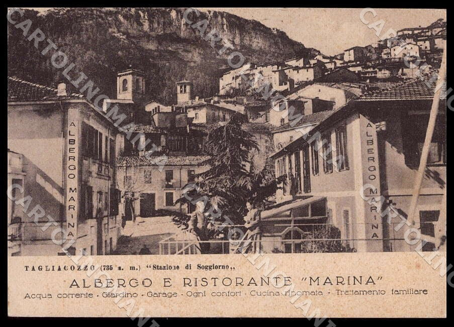 L'Aquila Tagliacozzo Stazione Soggiorno Albergo PIEGHINE FG cartolina GM0797 – fronte