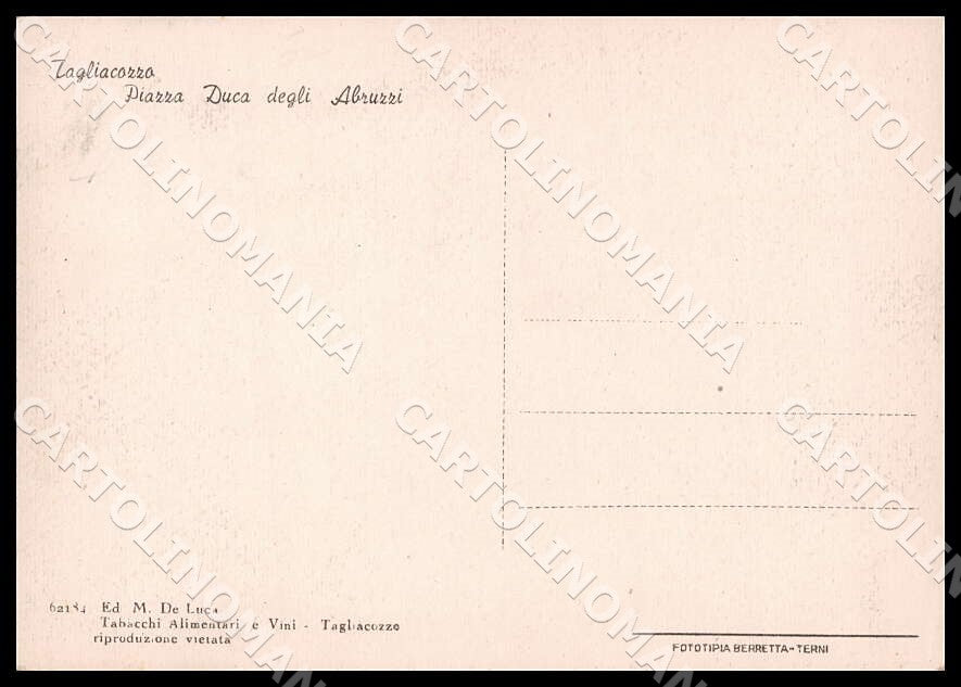 L'Aquila Tagliacozzo Piazza Duca Abruzzi Auto FG cartolina GM0799 – retro