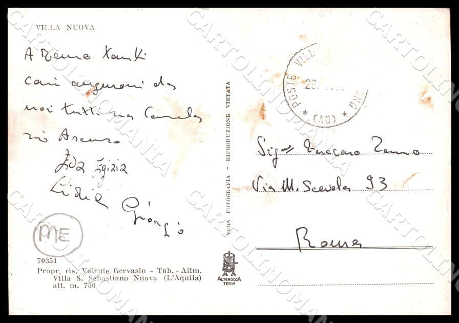 L'Aquila Tagliacozzo Villa San Sebastiano Nuova MACCHIE FG Foto cartolina GM0805 – retro