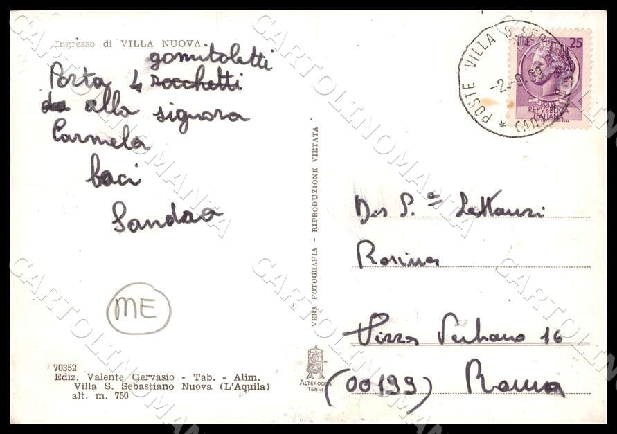 L'Aquila Tagliacozzo Villa San Sebastiano Nuova MACCHIE FG Foto cartolina GM0806 – retro
