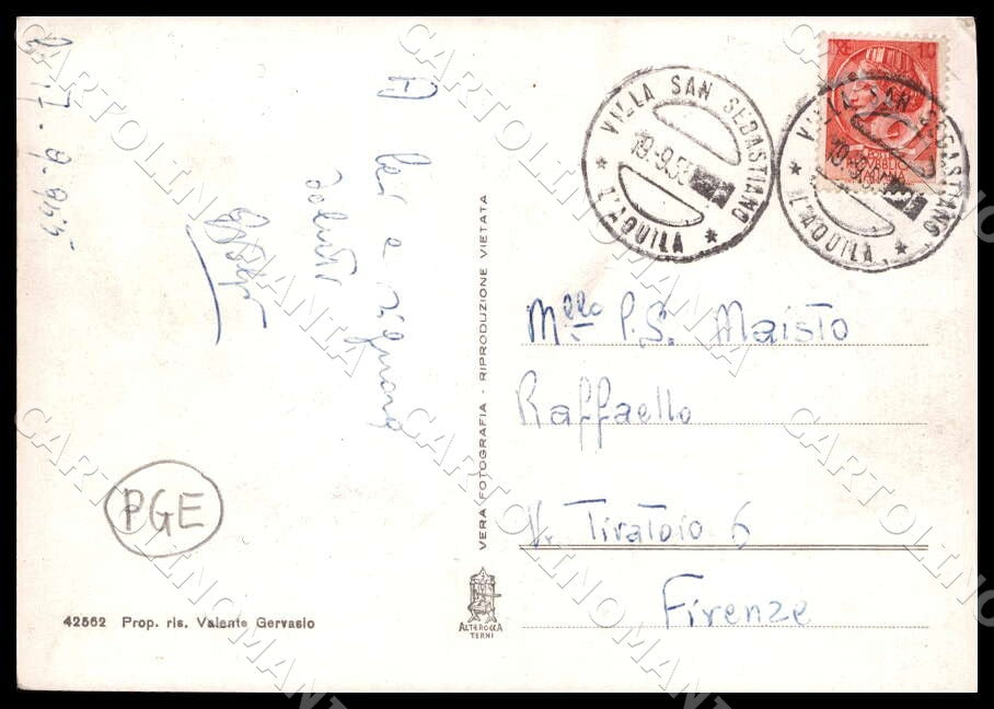 L'Aquila Tagliacozzo Villa San Sebastiano PIEGHINE FG Foto cartolina GM0808 – retro