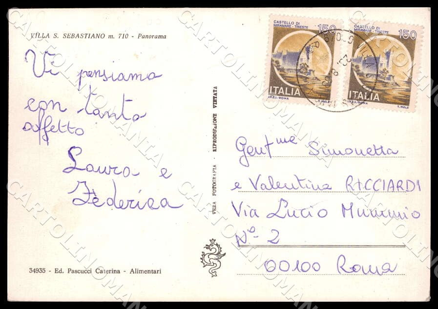 L'Aquila Tagliacozzo Villa San Sebastiano Panorama FG Foto cartolina GM0813 – retro