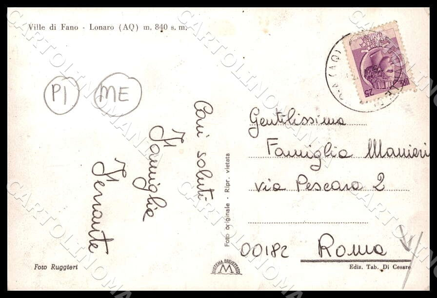 L'Aquila Montereale Ville di Fano Lonaro PIEGA MACCHIE FG Foto cartolina GM0824 – retro