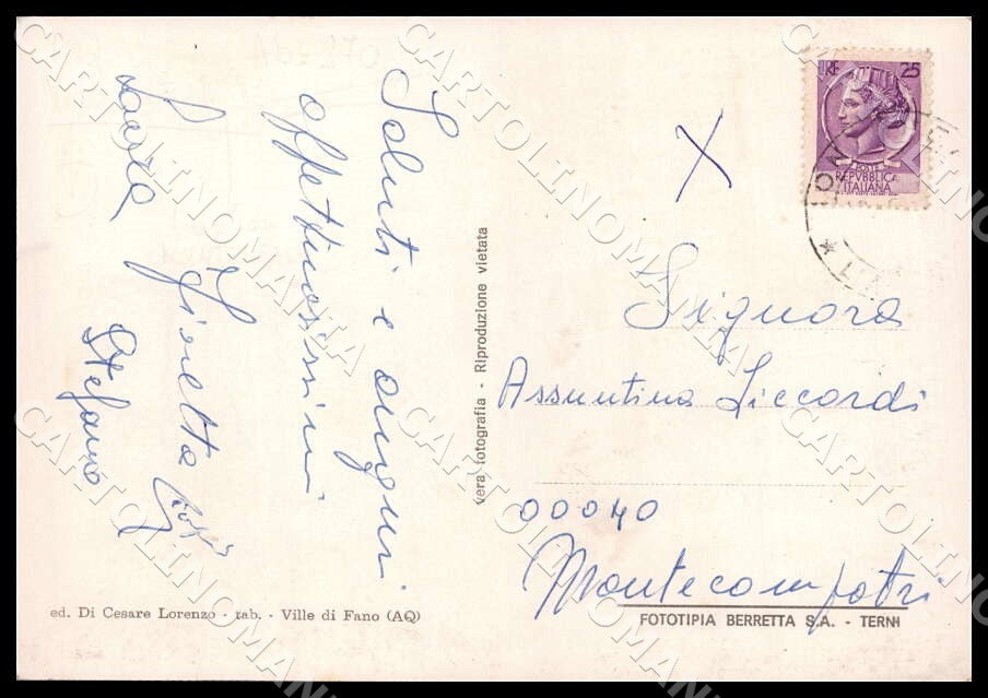 L'Aquila Montereale Ville di Fano Santuario San Lorenzo FG Foto cartolina GM0825 – retro