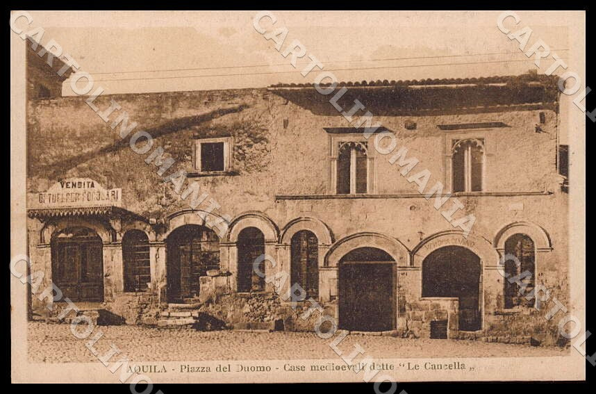 L'Aquila Città Piazza Duomo Case medioevali dette Cancella cartolina GM0831 – fronte