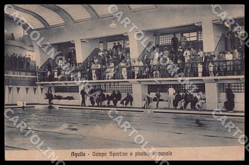 L'Aquila Città Campo Sportivo piscina comunale ABRASA cartolina GM0843 – fronte