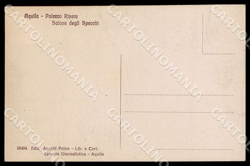 L'Aquila Città Palazzo Rivera Salone Specchi cartolina GM0844 – retro