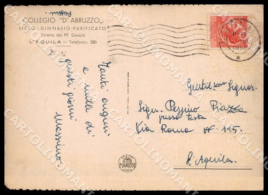 L'Aquila Città Collegio d'Abruzzo Salone ricevimento FG cartolina GM0848 – retro