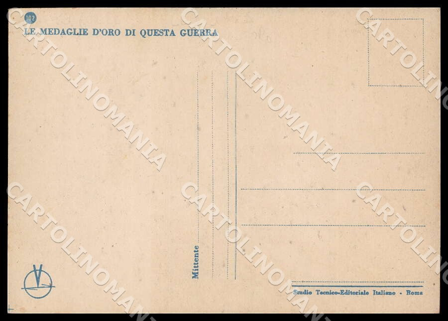 L'Aquila Collarmele D'Agostino Granatiere Medaglie d'Oro 102 FG cartolina GM0851 – retro