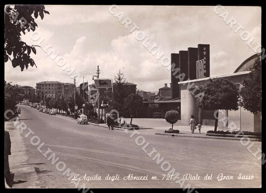 L'Aquila Città Viale Gran Sasso Auto Stadio COLLA FG Foto cartolina GM0854 – fronte