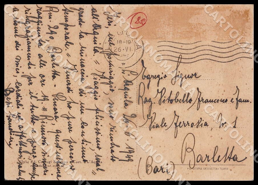 L'Aquila Città Gran Sasso Italia Stazione base Funivia FG cartolina GM0863 – retro