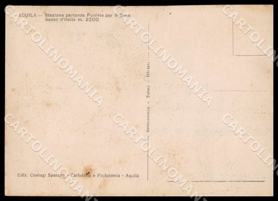 L'Aquila Città Stazione partenza Funivia Gran Sasso FG Foto cartolina GM0867 – retro