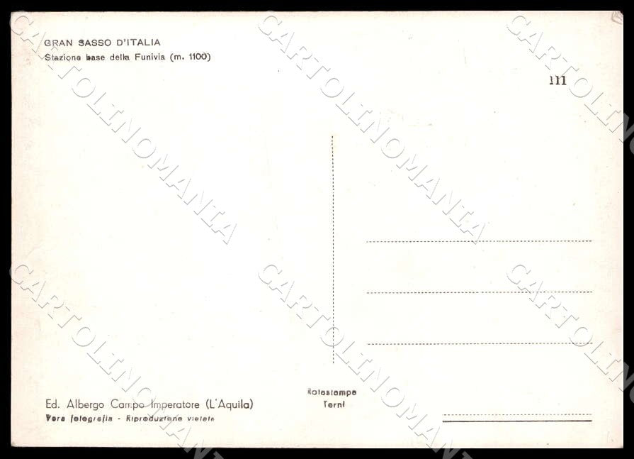 L'Aquila Campo Imperatore Stazione Funivia Teleferica FG Foto cartolina GM0878 – retro