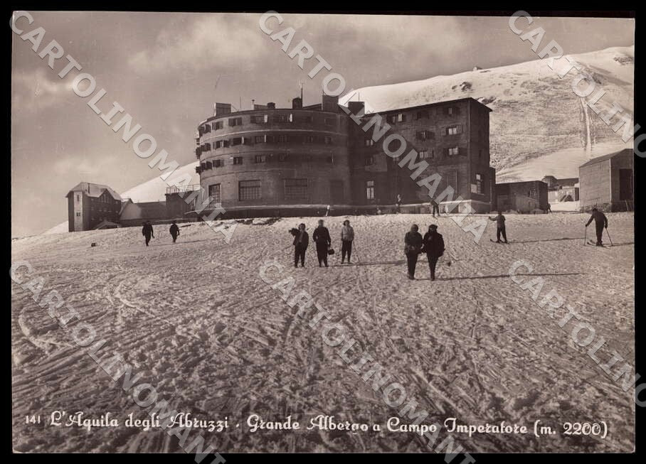 L'Aquila Città Grande Albergo Campo Imperatore Sci FG Foto cartolina GM0882 – fronte