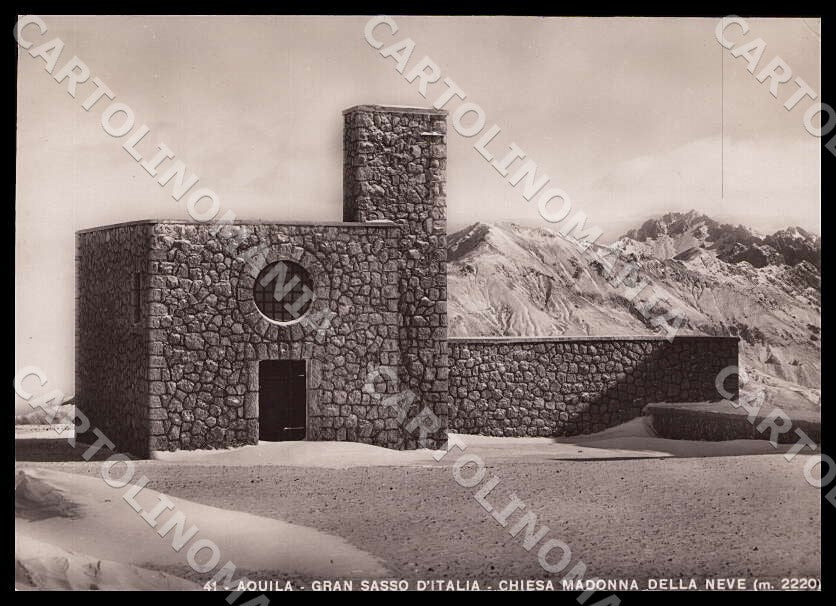 L'Aquila Città Gran Sasso Italia Madonna Neve RIFILATA Foto cartolina GM0885 – fronte