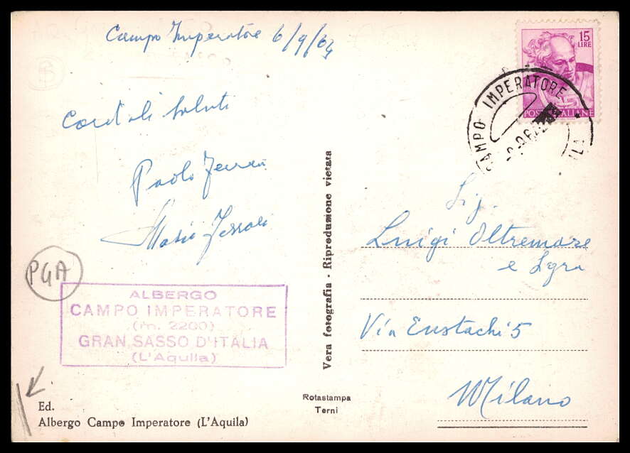 L'Aquila Città Gran Sasso Italia Bar PIEGHINA FG Foto cartolina GM0886 – retro