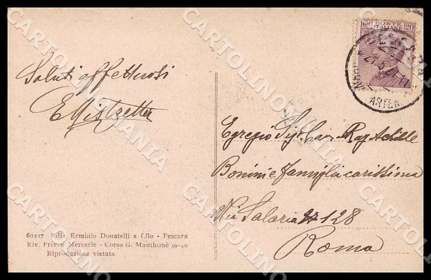 Pescara Città Casa Gabriele D'Annunzio cartolina GM0893 – retro