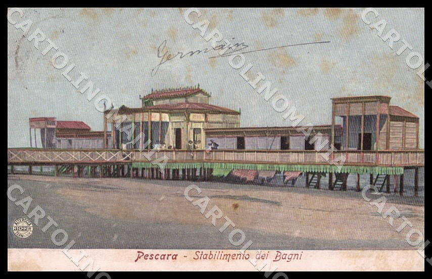 Pescara Città Stabilimento Bagni Alterocca MACCHIE cartolina GM0897 – fronte