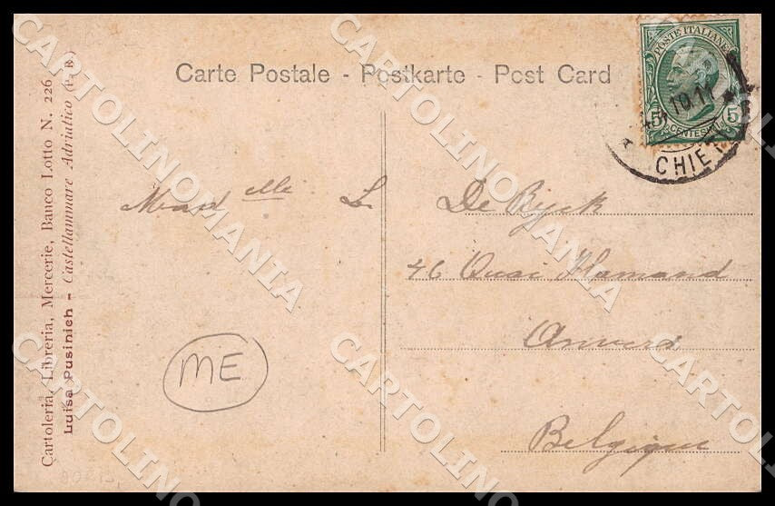 Pescara Città Stabilimento Bagni Alterocca MACCHIE cartolina GM0897 – retro