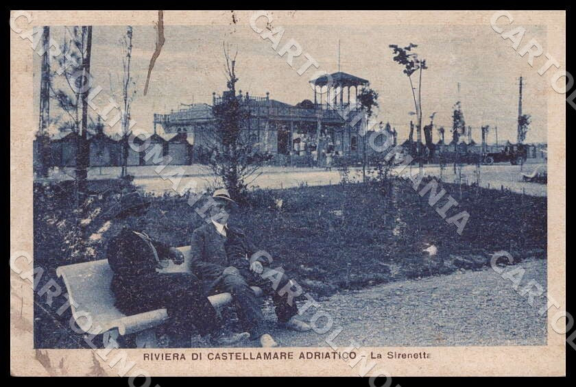 Pescara Città Riviera Castellamare Adriatico Sirenetta PIEGHE cartolina GM0916 – fronte