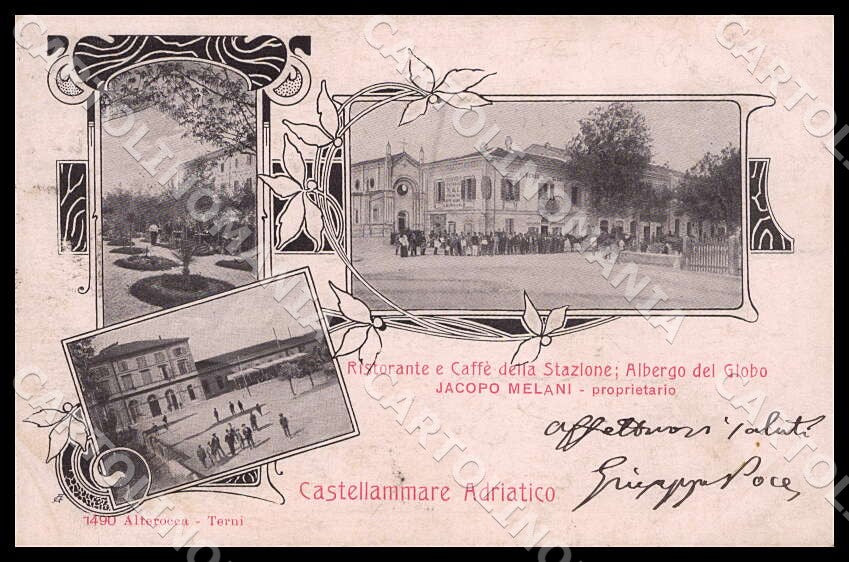 Pescara Castellammare Ristorante Stazione Albergo Globo Melani cartolina GM0921 – fronte