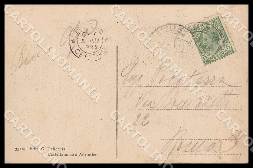 Pescara Castellammare Adriatico Saluti da Corso Vittorio Em. cartolina GM0925 – retro