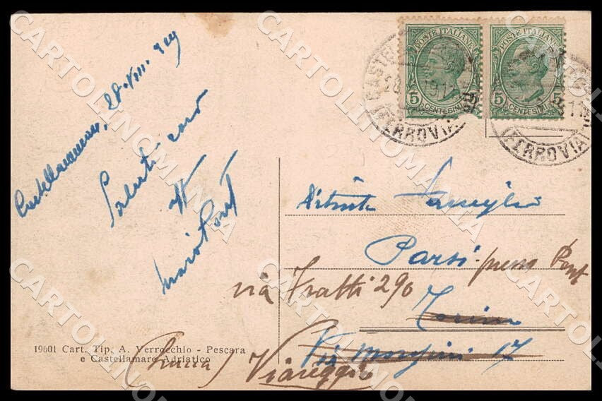 Pescara Castellammare Adriatico Viale dei Pini cartolina GM0928 – retro
