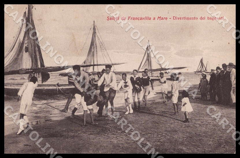 Chieti Francavilla a Mare Saluti da Divertimento bagnanti Barca cartolina GM0943 – fronte