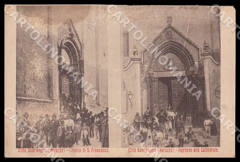 Pescara Città Sant'Angelo Chiesa San Francesco MACCHIA RIFILATA cartolina GM0953 – fronte