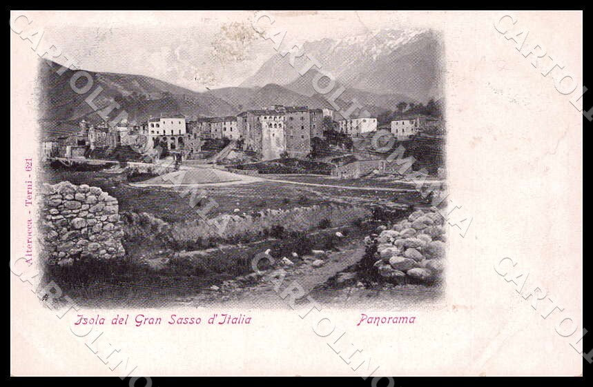 Teramo Isola del Gran Sasso d'Italia Panorama Alterocca ABRASA cartolina GM1027 – fronte