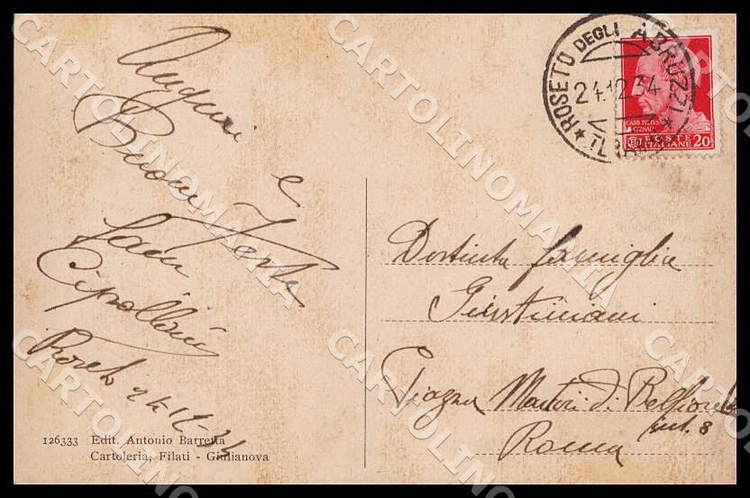 Teramo Roseto degli Abruzzi Piazza Littorio Stazione cartolina GM1040 – retro