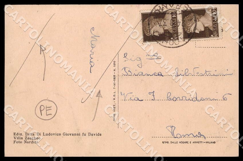 Teramo Castellalto Saluto da Villa Zaccheo Carretto PIEGHE cartolina GM1048 – retro