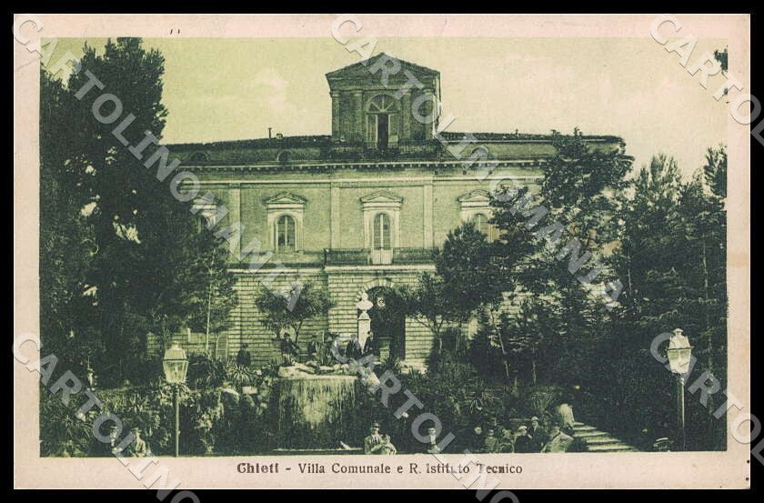 Chieti Città Villa Comunale Regio Istituto Tecnico Scuola PIEGA cartolina GM1050 – fronte
