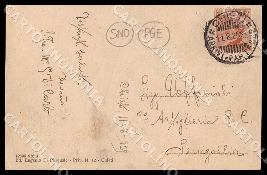 Chieti Città Villa Comunale STRAPPINO PIEGHINE cartolina GM1053 – retro