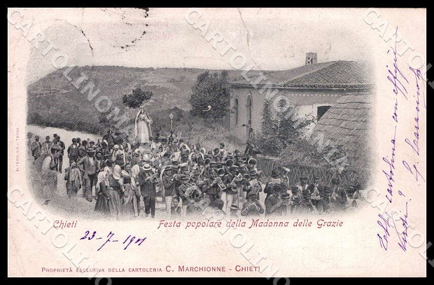 Chieti Città Festa popolare Madonna Grazie Alterocca SCOLLATA cartolina GM1061 – fronte