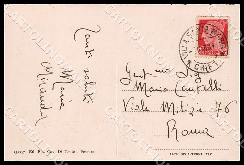 Chieti Villa Santa Maria Sarus Premiato Pastificio Molino cartolina GM1090 – retro