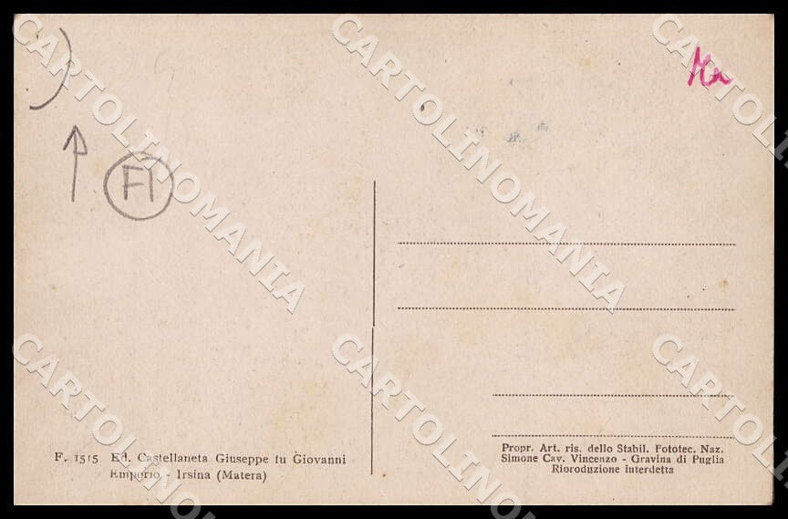 Matera Irsina Palazzo Ducale FORI cartolina GM1104 – retro